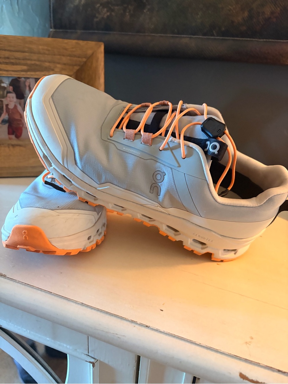 On Running Kids Trail Sneakers in Light Gray and Orange